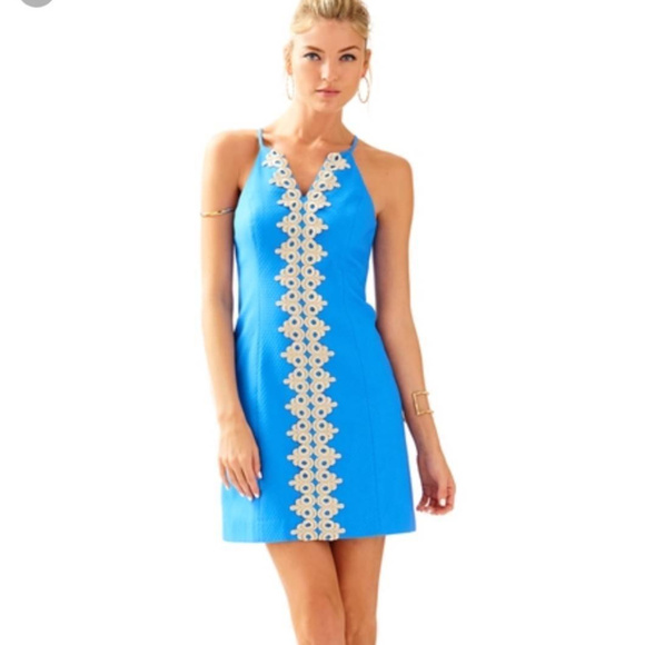Lilly Pulitzer Dresses & Skirts - Lilly Pulitzer Pearl Blue V Neck Sheath Dress NWT